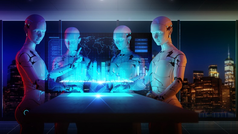 Computer aided manufacturing, future factory engineering and industrial technology, 3D ppypp teamwork meeting working in factory futuristic metaverse cyber digital world